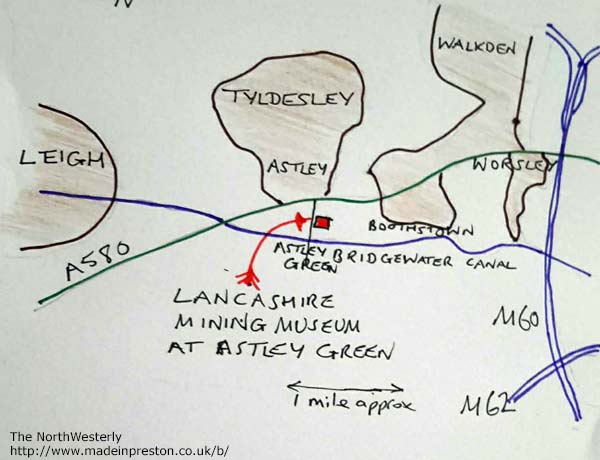 Map to Lancashire Mining Museum at Astley Green