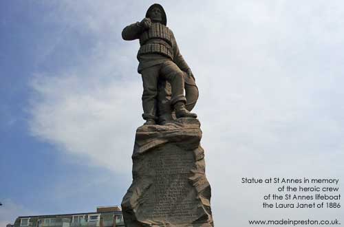 Statue in memory of the heroic crew of the Laura Janet, St Annes lifeboat