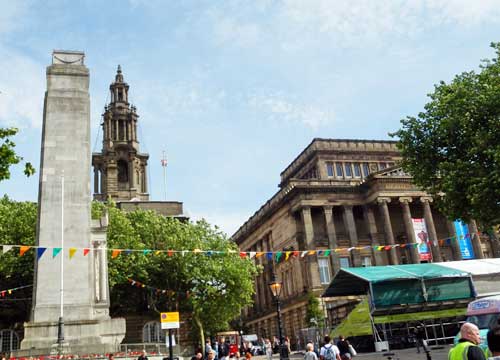 The Harris Museum and Art Gallery and the Town Hall next to the Cenotaph in Preston 6th Sept 2012 Preston Guild