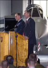 Geoff Hoon and Sir Jock Stirrup at the signing ceremony at RAF?Coningsby