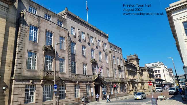 Preston Town Hall on Lancaster Road main entrance