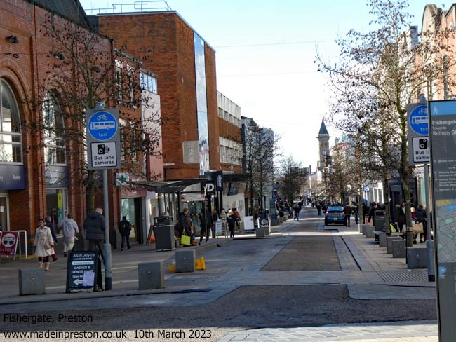 Fishergate, Preston's main shopping street, March 2023