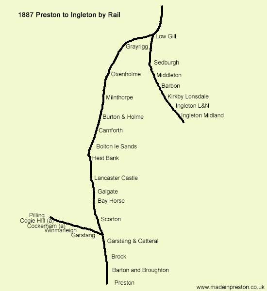 Preston to Kirkby Lonsdale by rail 1887