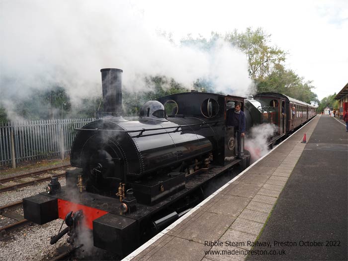 Double headed train on the Ribble Steam Railway Peston  October 2022