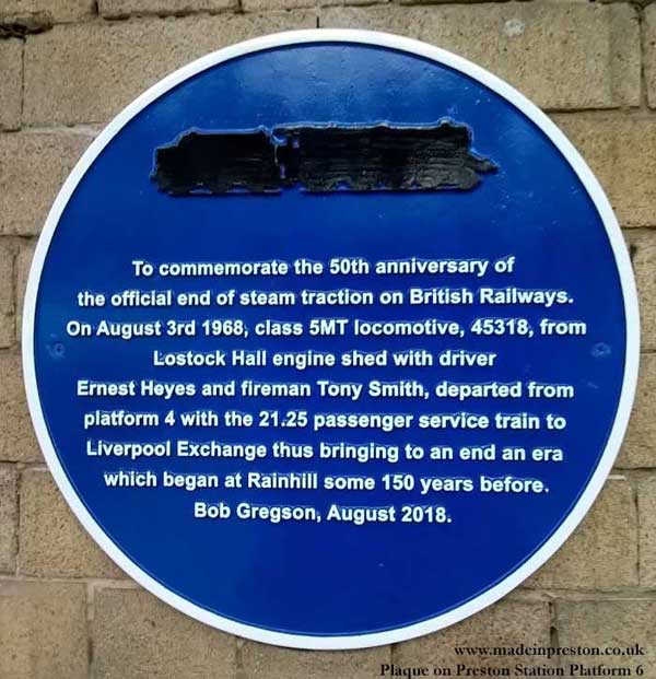 Last Steam Plaque at Preston Jan 19