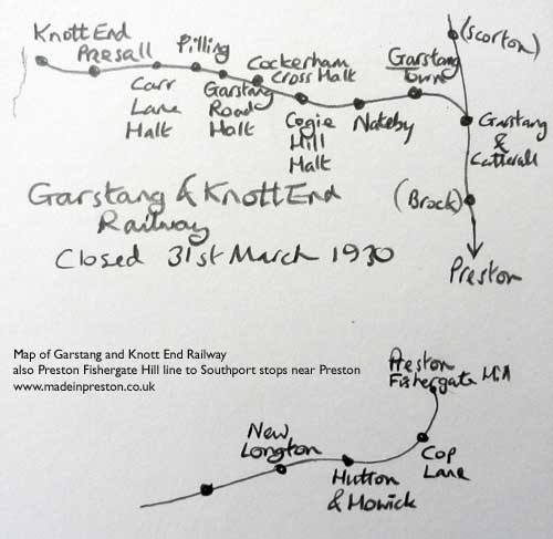 map of Garstang to Knott End and Preston Fishergate Hill Station