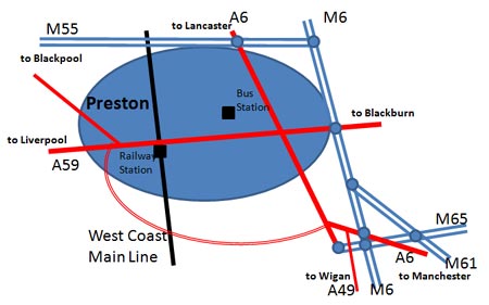 roads around Preston