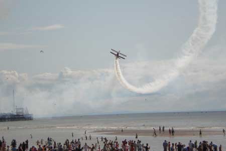 wing walking over Blackpool beach photo