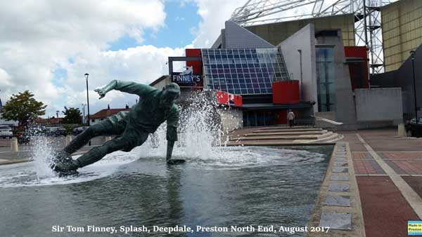 Splash! Tom Finney statue at Deepdale.