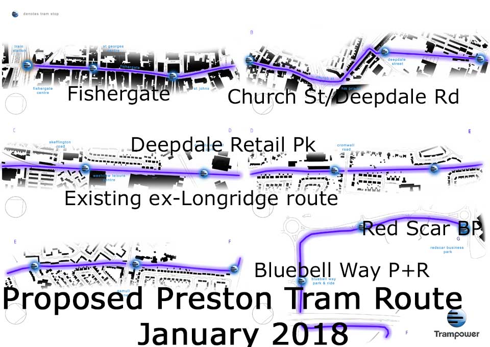 The proposed Preston Tram Route,