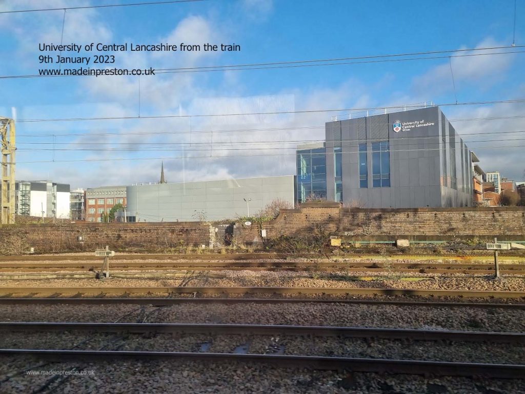 The University of Central Lancashire from the train 9th January 2023