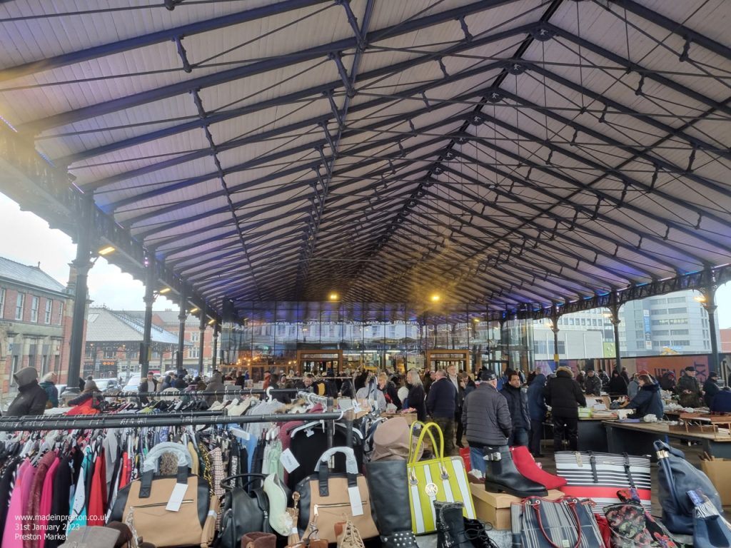 Preston's Victorian Covered Market with an indoor section at the far end.