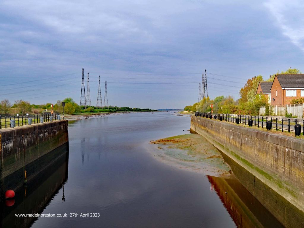 The view along the River Ribble from the Port of Preston Basin Locks